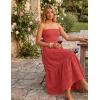 ZESICA Womens 2026 Summer Boho Strapless Midi Dresses Off Shoulder Smocked Eyelet Wedding Guest Beach Long Dress Pockets(Watermelon)