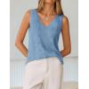 ZESICA Women’s Summer Crochet V Neck Tank Tops 2026 Sleeveless Knit Sweater Vest Going Out Beach Vacation Clothes(Blue)