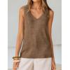 ZESICA Women’s Summer Crochet V Neck Tank Tops 2026 Sleeveless Knit Sweater Vest Going Out Beach Vacation Clothes(Khaki)