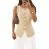 ZESICA Business Casual Sweater Vest Tops for Women 2026 Summer Fashion Button Down Sleeveless Knit Office Work Outfits(Apricot)