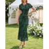 ZESICA Women’s Summer Floral Bodycon Long Dress 2026 Ruched Mesh Formal Cocktail Party Wedding Guest Maxi Dresses(Green)