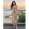 ZESICA Women’s Summer Floral Bodycon Long Dress 2026 Ruched Mesh Formal Cocktail Party Wedding Guest Maxi Dresses(Light Khaki)