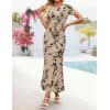 ZESICA Women’s Summer Floral Bodycon Long Dress 2026 Ruched Mesh Formal Cocktail Party Wedding Guest Maxi Dresses(Light Khaki)