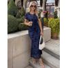 ZESICA Women’s Summer Floral Bodycon Long Dress 2026 Ruched Mesh Formal Cocktail Party Wedding Guest Maxi Dresses(Navy)