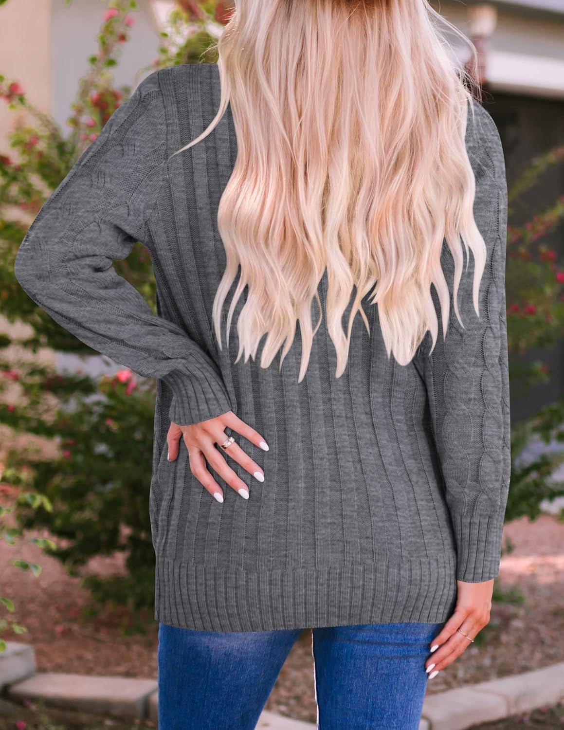 imageZESICA Womens Cardigan Sweaters 2026 Spring Button Down Open Front Cable Knit Casual Trendy Clothing OuterwearCharcoal