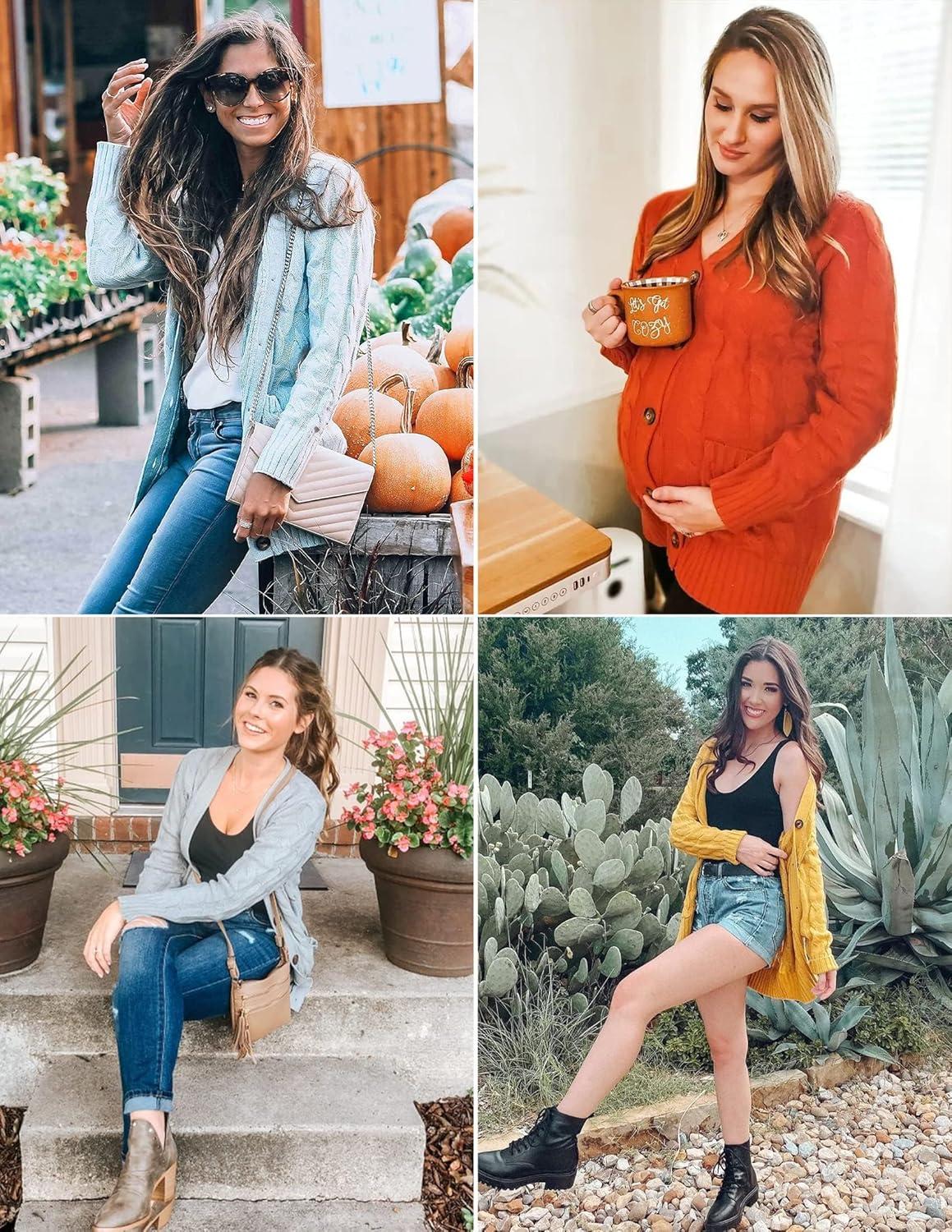 imageZESICA Womens Cardigan Sweaters 2026 Spring Button Down Open Front Cable Knit Casual Trendy Clothing OuterwearGrey