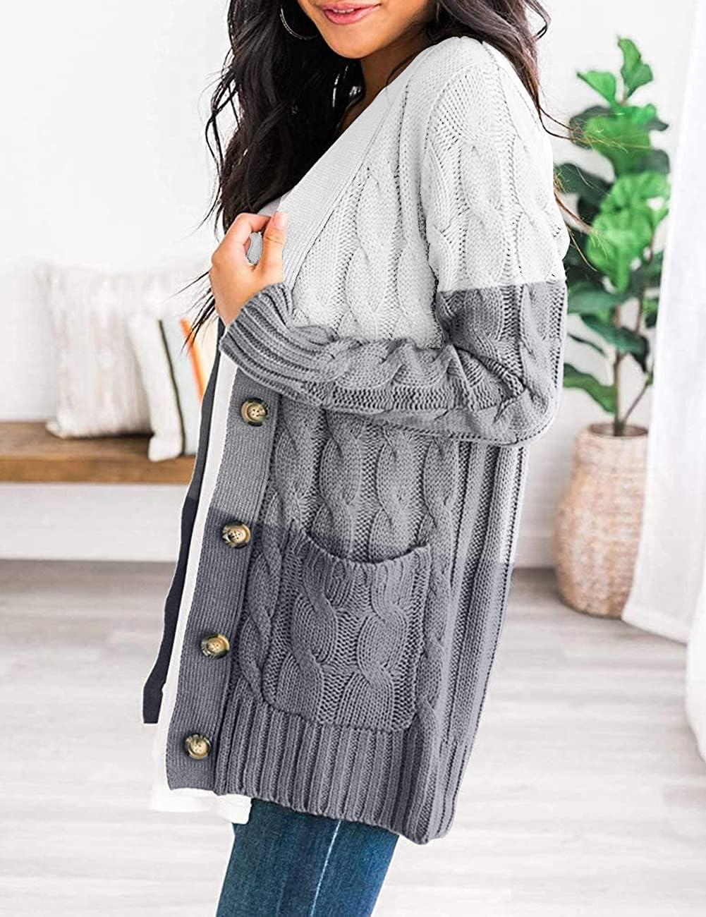 imageZESICA Womens Cardigan Sweaters 2026 Spring Button Down Open Front Cable Knit Casual Trendy Clothing OuterwearMiddlegrey