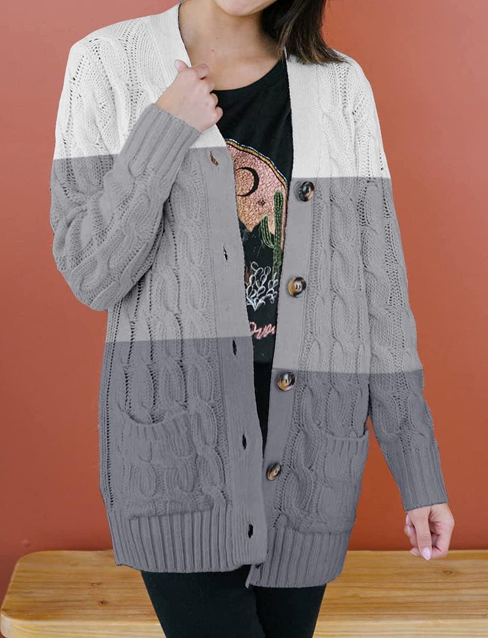 imageZESICA Womens Cardigan Sweaters 2026 Spring Button Down Open Front Cable Knit Casual Trendy Clothing OuterwearMiddlegrey