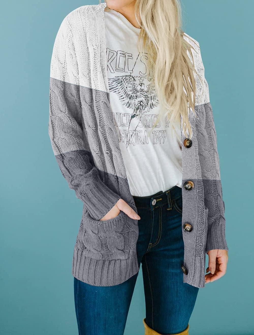imageZESICA Womens Cardigan Sweaters 2026 Spring Button Down Open Front Cable Knit Casual Trendy Clothing OuterwearMiddlegrey