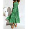 ZESICA Women’s 2026 Bohemian Summer Floral Print One Shoulder Sleeveless Smocked Ruffle Tiered Beach Long Midi Dress(Grassgreen)