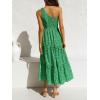 ZESICA Women’s 2026 Bohemian Summer Floral Print One Shoulder Sleeveless Smocked Ruffle Tiered Beach Long Midi Dress(Grassgreen)