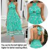 ZESICA Women’s 2026 Summer Crossover Halter Neck Sleeveless Plaid Cut Out Backless Flowy A Line Maxi Dress(Aqua)