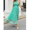 ZESICA Women’s 2026 Summer Crossover Halter Neck Sleeveless Plaid Cut Out Backless Flowy A Line Maxi Dress(Aqua)