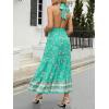 ZESICA Women’s 2026 Summer Crossover Halter Neck Sleeveless Plaid Cut Out Backless Flowy A Line Maxi Dress(Aqua)