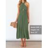 ZESICA Women’s 2026 Summer Crossover Halter Neck Sleeveless Plaid Cut Out Backless Flowy A Line Maxi Dress(Armygreen)