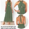 ZESICA Women’s 2026 Summer Crossover Halter Neck Sleeveless Plaid Cut Out Backless Flowy A Line Maxi Dress(Armygreen)