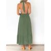 ZESICA Women’s 2026 Summer Crossover Halter Neck Sleeveless Plaid Cut Out Backless Flowy A Line Maxi Dress(Armygreen)
