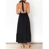 ZESICA Women’s 2026 Summer Crossover Halter Neck Sleeveless Plaid Cut Out Backless Flowy A Line Maxi Dress(Black)