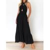 ZESICA Women’s 2026 Summer Crossover Halter Neck Sleeveless Plaid Cut Out Backless Flowy A Line Maxi Dress(Black)