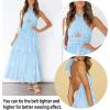 ZESICA Women’s 2026 Summer Crossover Halter Neck Sleeveless Plaid Cut Out Backless Flowy A Line Maxi Dress(Blue)