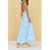 ZESICA Women’s 2026 Summer Crossover Halter Neck Sleeveless Plaid Cut Out Backless Flowy A Line Maxi Dress(Blue)