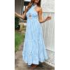 ZESICA Women’s 2026 Summer Crossover Halter Neck Sleeveless Plaid Cut Out Backless Flowy A Line Maxi Dress(Blue)