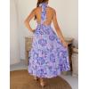 ZESICA Women’s 2026 Summer Crossover Halter Neck Sleeveless Plaid Cut Out Backless Flowy A Line Maxi Dress(Bluishviolet)