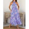 ZESICA Women’s 2026 Summer Crossover Halter Neck Sleeveless Plaid Cut Out Backless Flowy A Line Maxi Dress(Bluishviolet)