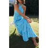ZESICA Women’s 2026 Summer Crossover Halter Neck Sleeveless Plaid Cut Out Backless Flowy A Line Maxi Dress(Brightblue)