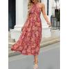ZESICA Women’s 2026 Summer Crossover Halter Neck Sleeveless Plaid Cut Out Backless Flowy A Line Maxi Dress(Burntbrick)