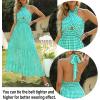 ZESICA Women’s 2026 Summer Crossover Halter Neck Sleeveless Plaid Cut Out Backless Flowy A Line Maxi Dress(Green)