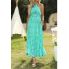 ZESICA Women’s 2026 Summer Crossover Halter Neck Sleeveless Plaid Cut Out Backless Flowy A Line Maxi Dress(Green)