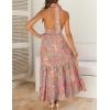 ZESICA Women’s 2026 Summer Crossover Halter Neck Sleeveless Plaid Cut Out Backless Flowy A Line Maxi Dress(Greygreen)