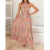 ZESICA Women’s 2026 Summer Crossover Halter Neck Sleeveless Plaid Cut Out Backless Flowy A Line Maxi Dress(Greygreen)