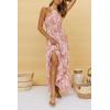 ZESICA Women’s 2026 Summer Crossover Halter Neck Sleeveless Plaid Cut Out Backless Flowy A Line Maxi Dress(Lightbrown)