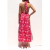 ZESICA Women’s 2026 Summer Crossover Halter Neck Sleeveless Plaid Cut Out Backless Flowy A Line Maxi Dress(Magenta)