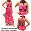 ZESICA Women’s 2026 Summer Crossover Halter Neck Sleeveless Plaid Cut Out Backless Flowy A Line Maxi Dress(Magenta)
