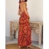 ZESICA Women’s 2026 Summer Crossover Halter Neck Sleeveless Plaid Cut Out Backless Flowy A Line Maxi Dress(Orangerust)
