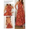 ZESICA Women’s 2026 Summer Crossover Halter Neck Sleeveless Plaid Cut Out Backless Flowy A Line Maxi Dress(Orangerust)