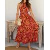 ZESICA Women’s 2026 Summer Crossover Halter Neck Sleeveless Plaid Cut Out Backless Flowy A Line Maxi Dress(Orangerust)