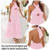 ZESICA Women’s 2026 Summer Crossover Halter Neck Sleeveless Plaid Cut Out Backless Flowy A Line Maxi Dress(Pink)