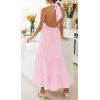ZESICA Women’s 2026 Summer Crossover Halter Neck Sleeveless Plaid Cut Out Backless Flowy A Line Maxi Dress(Pink)