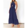 ZESICA Women’s 2026 Summer Crossover Halter Neck Sleeveless Plaid Cut Out Backless Flowy A Line Maxi Dress(Royalblue)