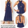 ZESICA Women’s 2026 Summer Crossover Halter Neck Sleeveless Plaid Cut Out Backless Flowy A Line Maxi Dress(Royalblue)
