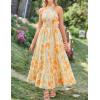 ZESICA Women’s 2026 Summer Crossover Halter Neck Sleeveless Plaid Cut Out Backless Flowy A Line Maxi Dress(Sunsetyellow)