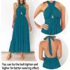 ZESICA Women’s 2026 Summer Crossover Halter Neck Sleeveless Plaid Cut Out Backless Flowy A Line Maxi Dress(Teal)
