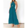 ZESICA Women’s 2026 Summer Crossover Halter Neck Sleeveless Plaid Cut Out Backless Flowy A Line Maxi Dress(Teal)