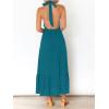 ZESICA Women’s 2026 Summer Crossover Halter Neck Sleeveless Plaid Cut Out Backless Flowy A Line Maxi Dress(Teal)