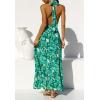 ZESICA Women’s 2026 Summer Crossover Halter Neck Sleeveless Plaid Cut Out Backless Flowy A Line Maxi Dress(Viridis)