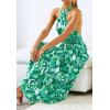 ZESICA Women’s 2026 Summer Crossover Halter Neck Sleeveless Plaid Cut Out Backless Flowy A Line Maxi Dress(Viridis)